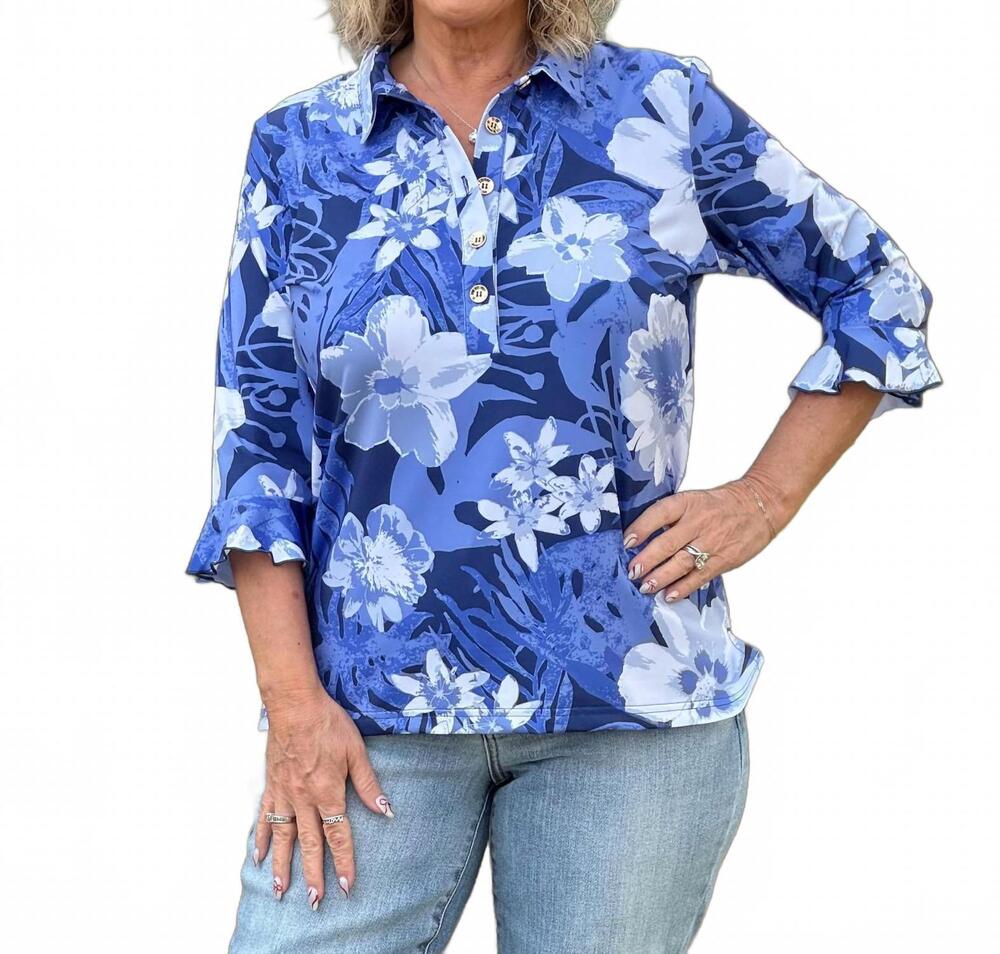 NEW ANA CLARE mira flounce sleeve top in nolana